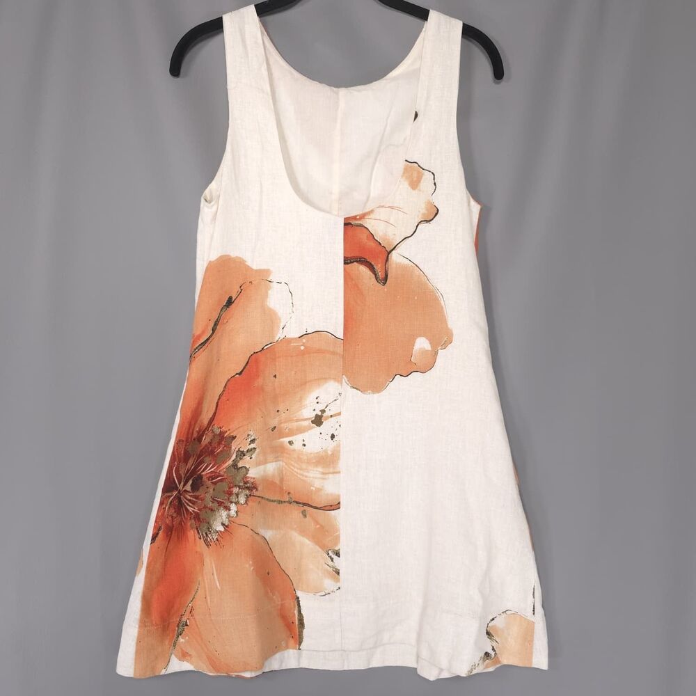 CALYPSO ST.BARTH Women's New XS Mini Dress Floral Linen Blend Sleeveless A-Line